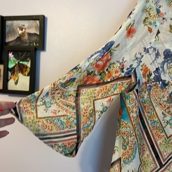 Isabel Hayley Patchwork Floral Paisley Tunic Semi to Sheer Blouse size 1X - Picture 7 of 15